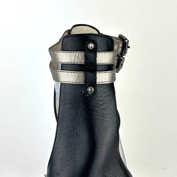 Louise et Cie Black & Silver Peep Toe Heeled Sandals, Size 8.5/38.5 - Picture 3 of 13